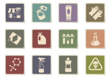 Kullanıcı arayüzü tasarımı için kimyasal depolama vektör simgesi ayarlandı