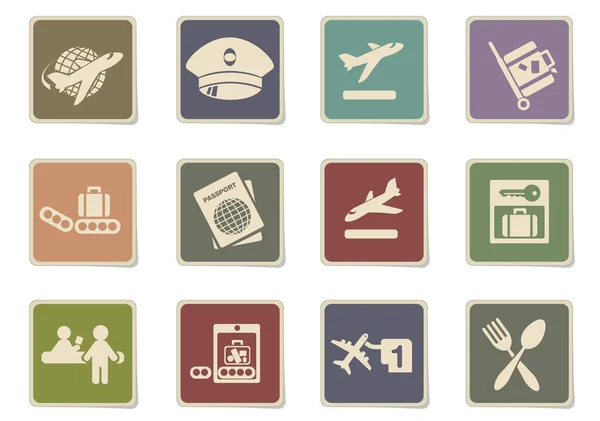 Aufkleber Symbole Für Flughäfen Und Fluggesellschaften Für Das Design Der — Stockvektor