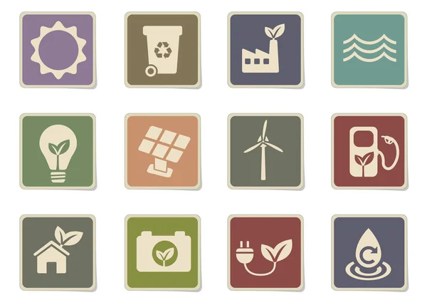 Alternative Energetics Paper Stickers Icons Set User Interface Design — Stock Vector