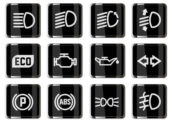 Conjunto Iconos Símbolos Aislados Para Diseño Interfaz Del Coche Pictogramas — Vector de stock