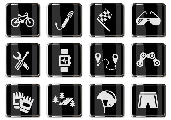 Cycle Racing Pictograms Black Chrome Buttons Icon Set Your Design — Stock Vector