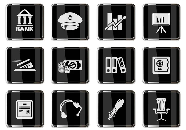 Finance Pictograms Black Chrome Buttons Icon Set Your Design Vector — Stock Vector