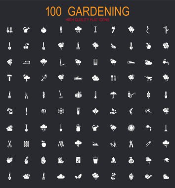 Doğa ve bahçe ikonlar ve UI için vektör sembolleri büyük koleksiyonu