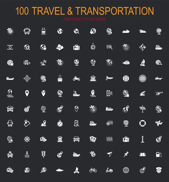 Viaje Transporte Gran Colección Símbolos Vectoriales Para Iconos — Vector de stock