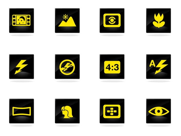 Iconos de silueta de fotografía — Vector de stock