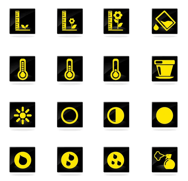 Icônes de silhouette de signe croissant de plante — Image vectorielle