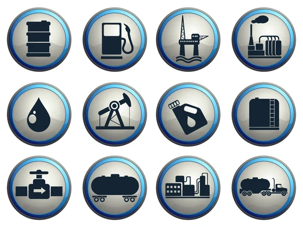 Ikony obiektów przemysłu ropy naftowej i benzyny — Wektor stockowy