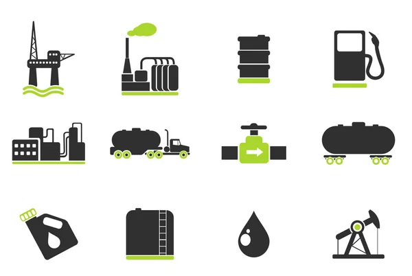 Значки объектов нефтяной и газовой промышленности — стоковый вектор