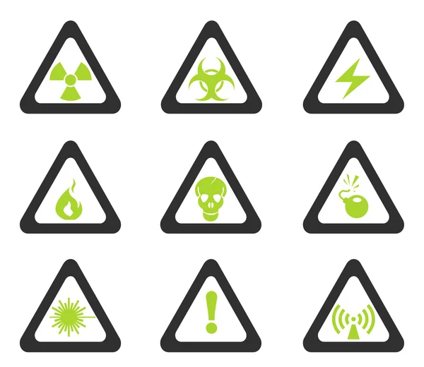 Icone triangolari del segno di pericolo — Vettoriale Stock