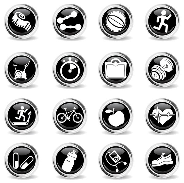 Conjunto de iconos en fitness . — Archivo Imágenes Vectoriales