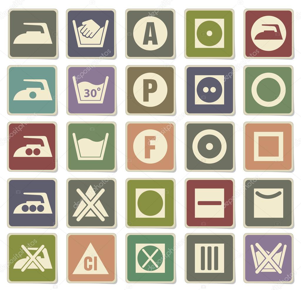 Laundry Sign Silhouette Icons