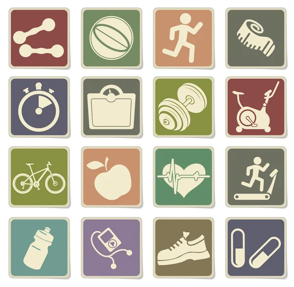 Conjunto de iconos en fitness . — Archivo Imágenes Vectoriales