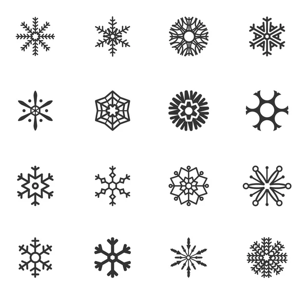 Ensemble de flocons de neige vectoriels — Image vectorielle