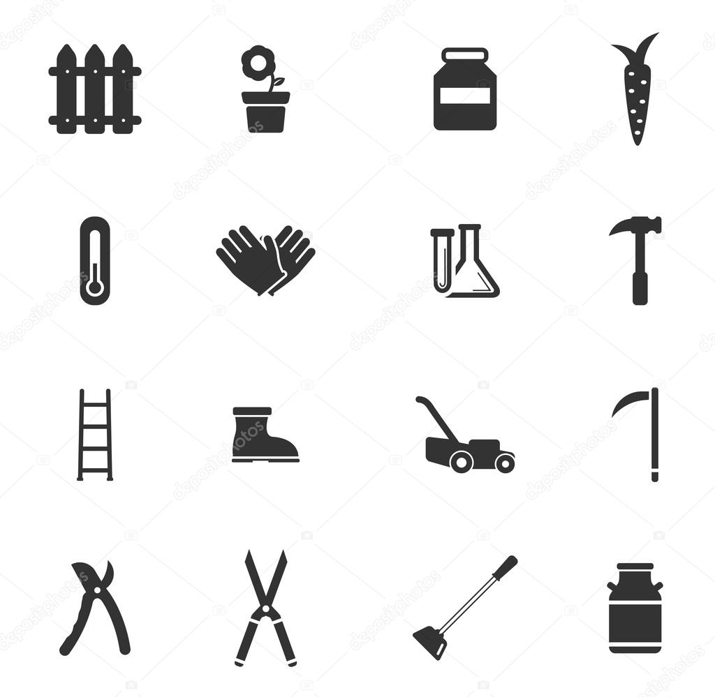 Garden tools simply icons