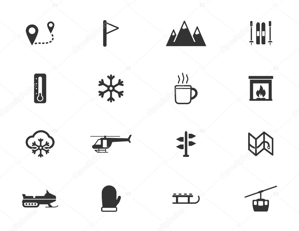 Skiing simply icons