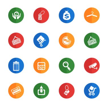 alışveriş düz Icon set