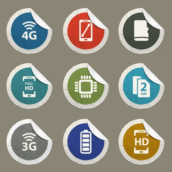 Smarthone especificaciones simplemente iconos — Vector de stock