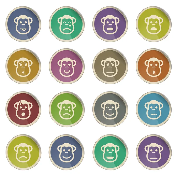 Emoções de macaco simplesmente ícones — Vetor de Stock