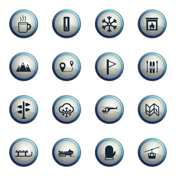 Skiing simply icons — Stock Vector