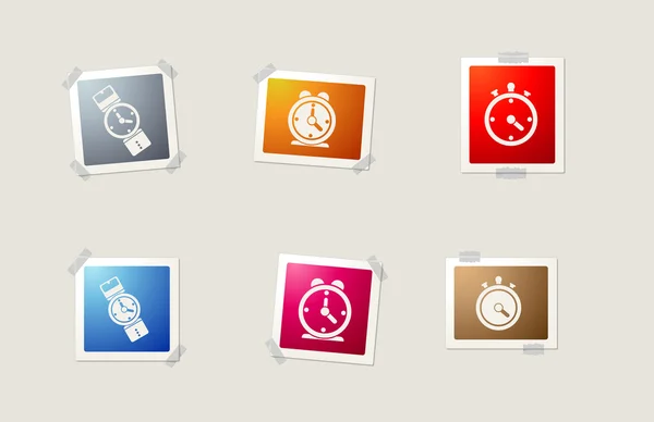 Diferentes relojes iconos — Vector de stock