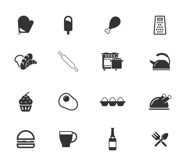 Продукты питания и кухня просто иконы — стоковый вектор