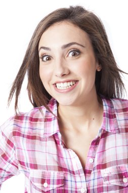 güzel bir genç kısa saçlı kadın portresi