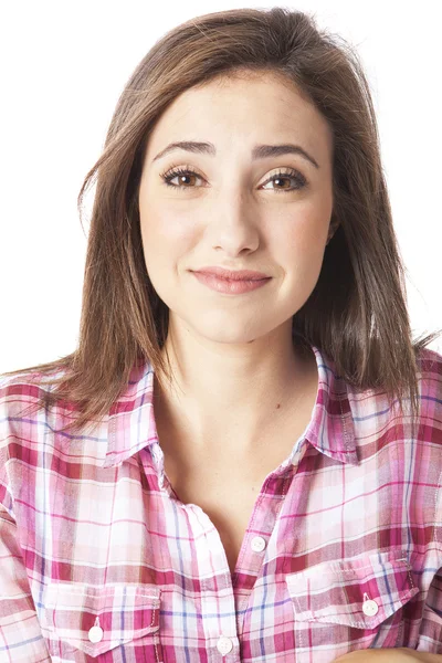 Retrato de uma bela jovem mulher de cabelos curtos — Fotografia de Stock