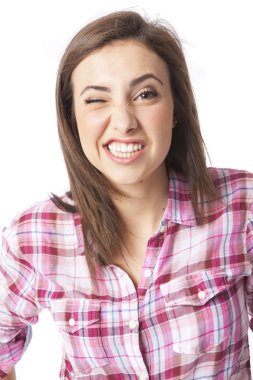 güzel bir genç kısa saçlı kadın portresi