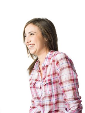 güzel bir genç kısa saçlı kadın portresi