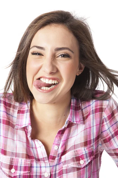 Retrato de una hermosa joven mujer de pelo corto — Foto de Stock