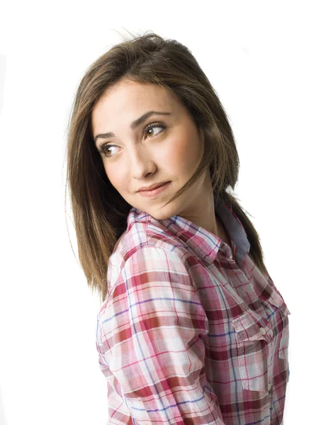 Retrato de una hermosa joven mujer de pelo corto —  Fotos de Stock