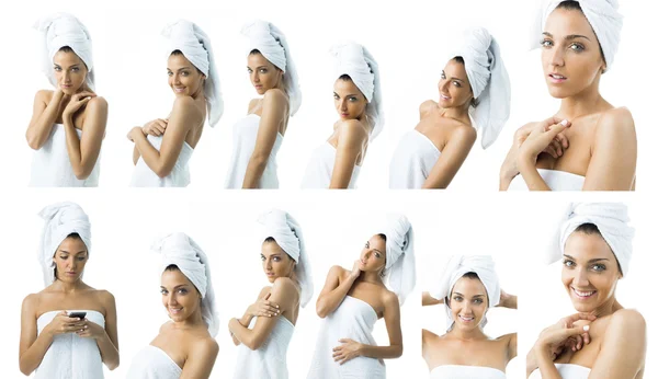 Some images of a young woman  in towel — Stock Photo, Image