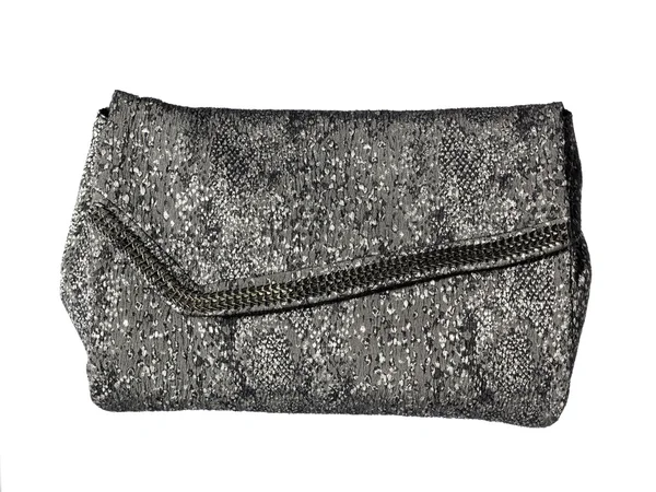 Feminine gray handbag in clear background — Stock Photo, Image