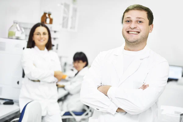 Pharmaceutical staff workers in uniform — Stock Photo, Image