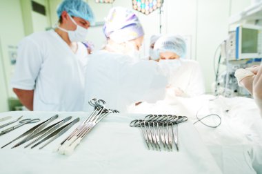 surgery and surgical tools at surgion operation in hospital