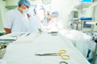 surgery and surgical tools at surgion operation in hospital
