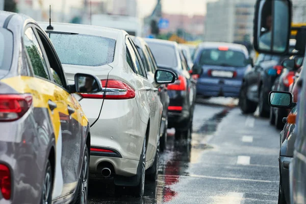 Traffic jam or collapse in a city street road — Stock Photo, Image