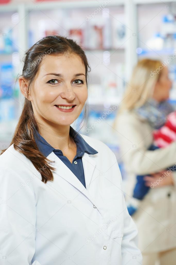 pharmacy chemist woman in drugstore