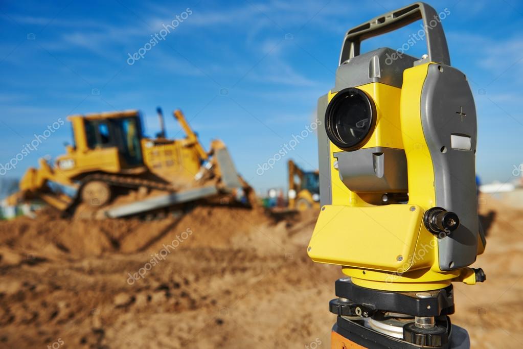 Surveyor equipment at construction site — Stock Photo © kalinovsky
