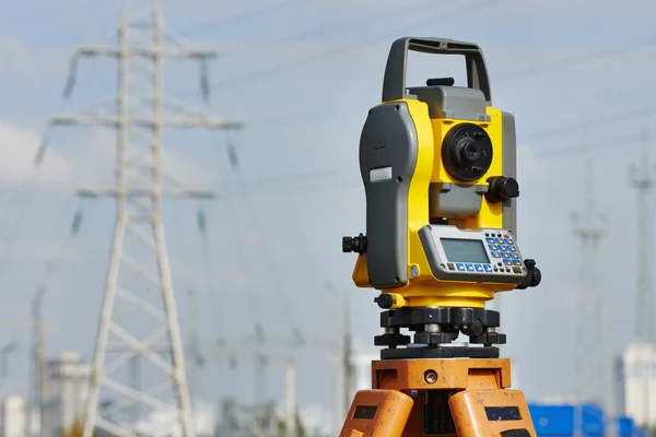 Surveyor equipment at construction site — Stock Photo, Image