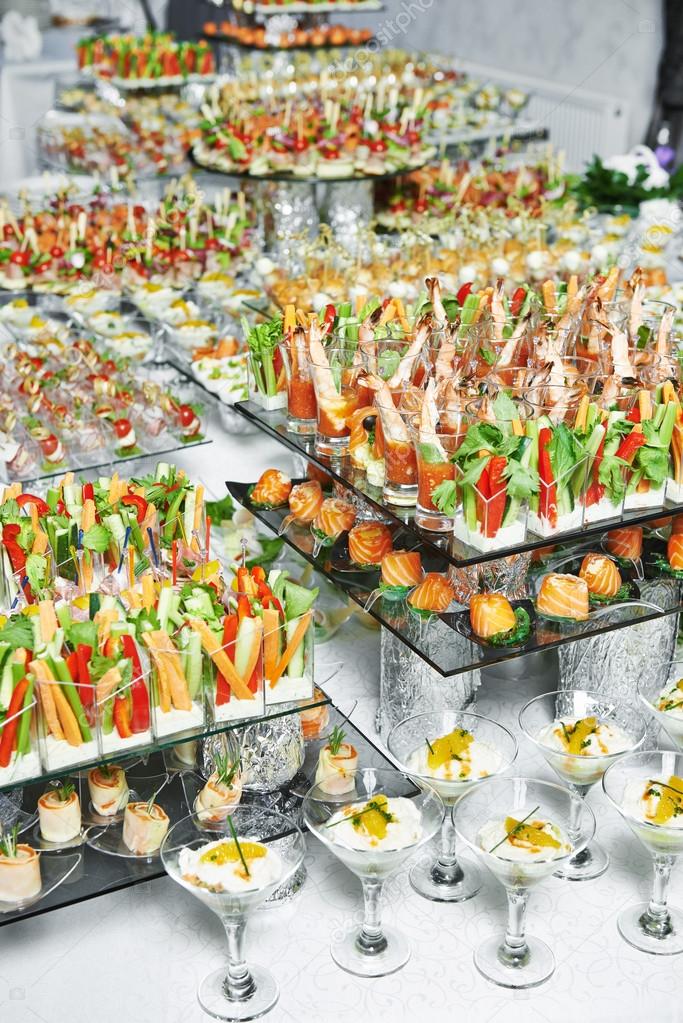 catering service table with food set