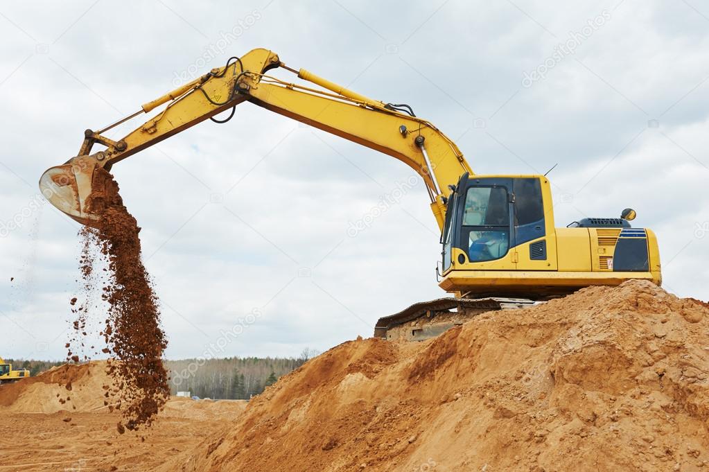 excavator loader at earthmoving works