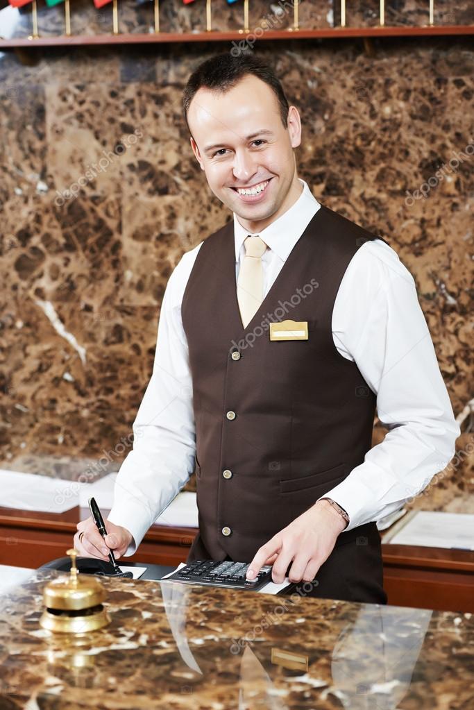hotel worker with key card