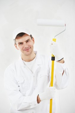 Portrait of house painter worker clipart
