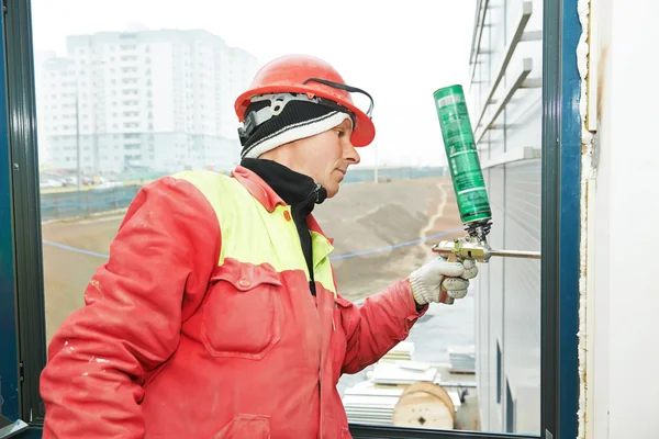 Frame insulation at windows installation — Stock Image Frame insulation at windows installation Royalty Free Stock Images