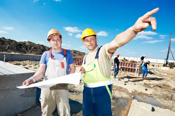 Trabalhadores construtores de construção — Fotografia de Stock