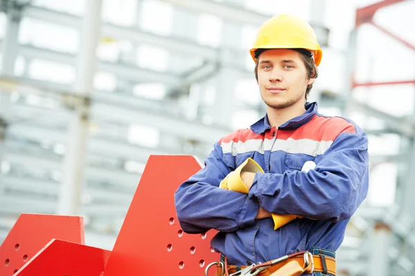 Builder worker at construction site — Stock Photo, Image