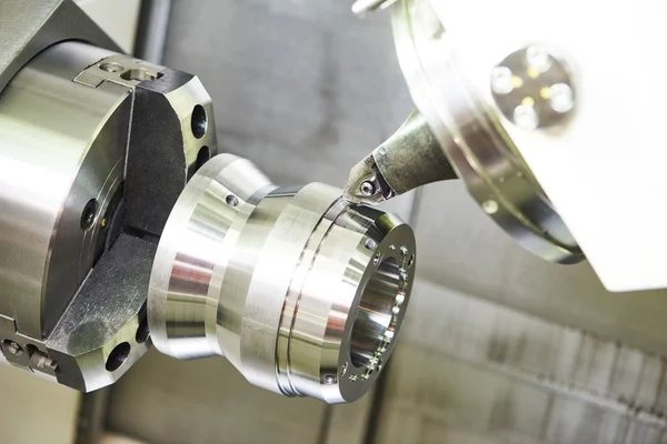 Process of metal working on machine tool — Stock Photo, Image