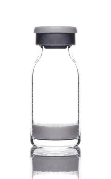 Frasco de ampolla de vidrio médico con polvo — Foto de Stock