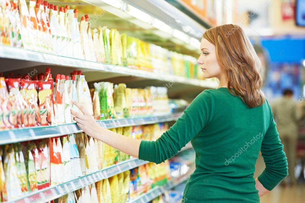shopping woman at dairy store